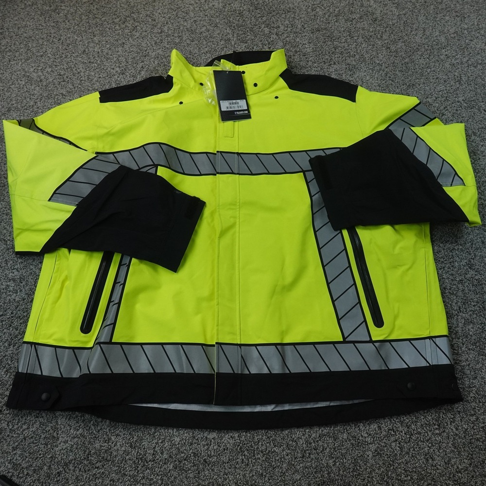 NEW Blauer Jacket Mens 5XLT Yellow Navy Hi Vis Reflective Windbreaker Rain Coat
